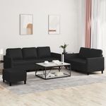 Casa si Gradina - Mobilier - Seturi de mobilier - Seturi living - Set de canapele cu perne, 3 piese, negru, piele ecologica - Infinity.ro
