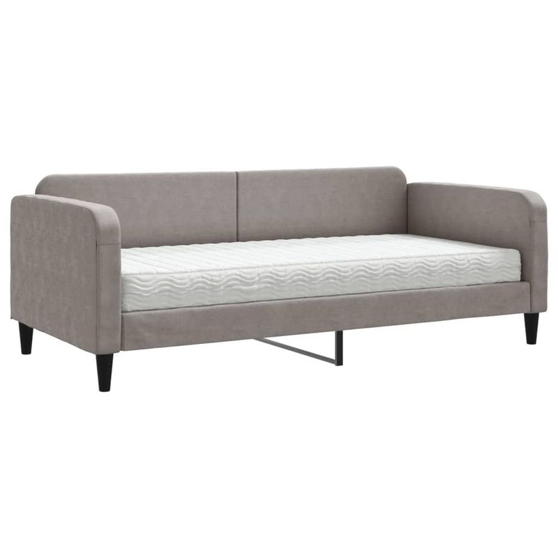 Casa si Gradina - Mobilier - Paturi si accesorii - Paturi - Pat de zi cu saltea, gri taupe, 90x200 cm, textil - Infinity.ro