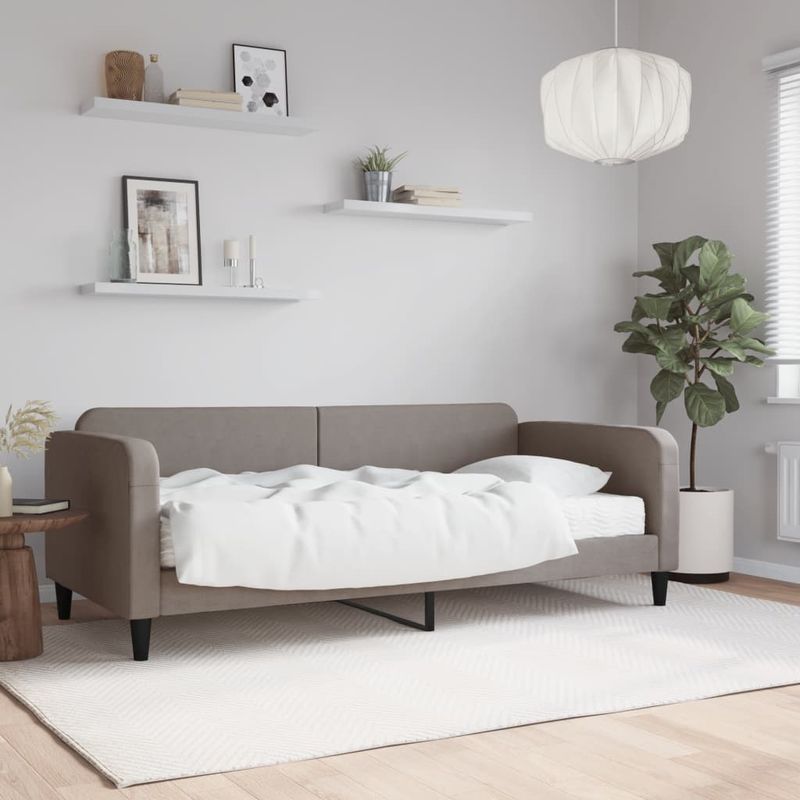 Casa si Gradina - Mobilier - Paturi si accesorii - Paturi - Pat de zi cu saltea, gri taupe, 90x200 cm, textil - Infinity.ro