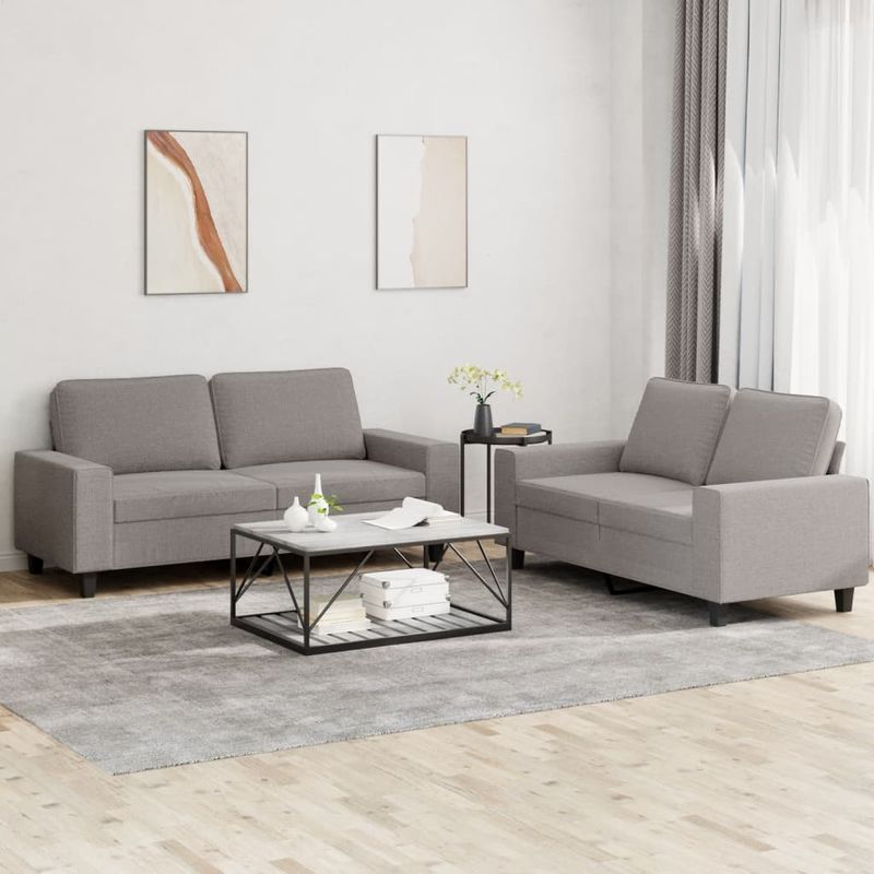 Casa si Gradina - Mobilier - Seturi de mobilier - Seturi living - Set de canapele, 2 piese, gri taupe, material - Infinity.ro