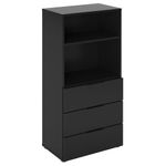 Casa si Gradina - Mobilier - Comode si corpuri - Comode - FMD Comoda cu 3 sertare si rafturi deschise, negru - Infinity.ro