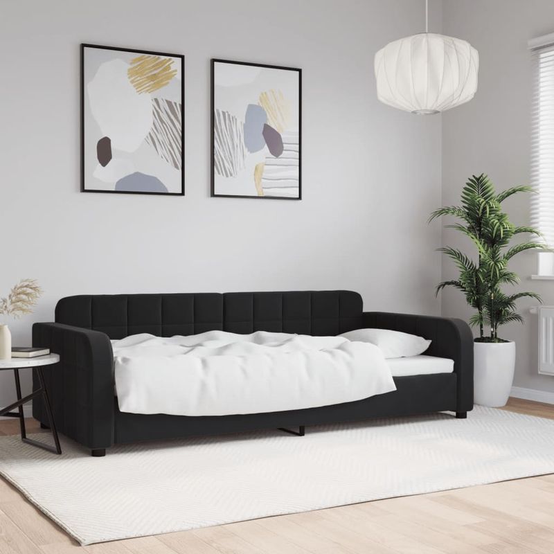 Casa si Gradina - Mobilier - Paturi si accesorii - Paturi - Pat de zi, negru, 90x190 cm, catifea - Infinity.ro