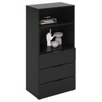 Casa si Gradina - Mobilier - Comode si corpuri - Comode - FMD Comoda cu 3 sertare si rafturi deschise, negru - Infinity.ro