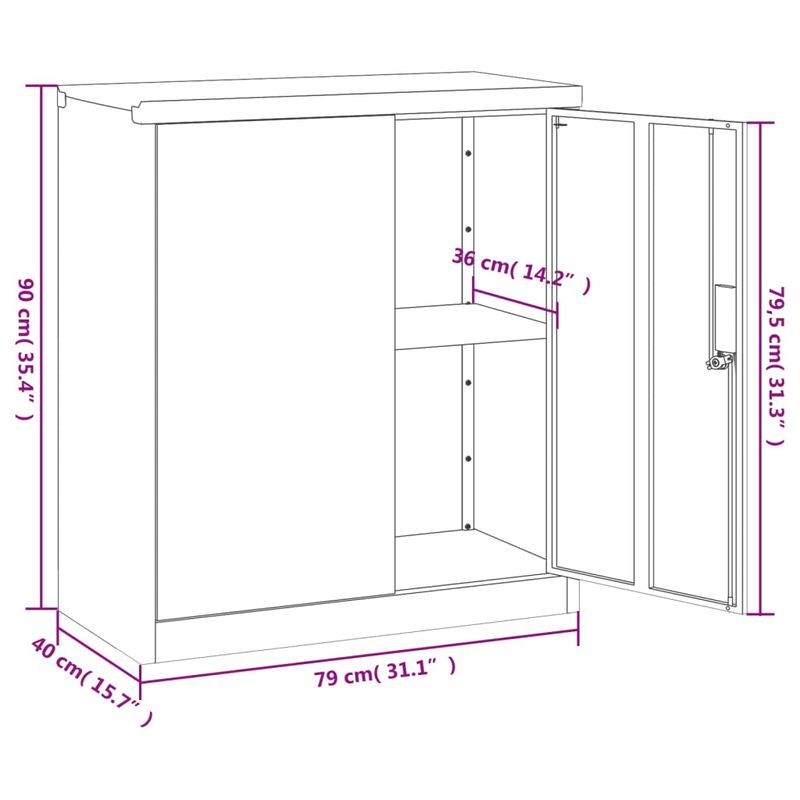 Casa si Gradina - Constructii - Depozitare, transport si protectie - Rafturi, fisete si vestiare - Fiset, gri deschis, 79x40x90 cm, otel - Infinity.ro