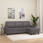 Casa si Gradina - Mobilier - Canapele si coltare - Canapele - Canapea cu 3 locuri si taburet, gri, 180 cm, piele ecologica - Infinity.ro