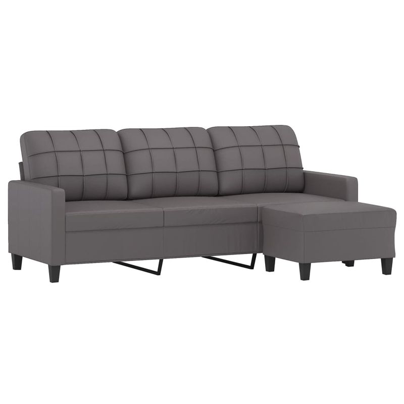Casa si Gradina - Mobilier - Canapele si coltare - Canapele - Canapea cu 3 locuri si taburet, gri, 180 cm, piele ecologica - Infinity.ro