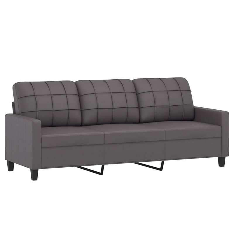 Casa si Gradina - Mobilier - Canapele si coltare - Canapele - Canapea cu 3 locuri si taburet, gri, 180 cm, piele ecologica - Infinity.ro