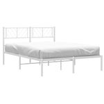 Casa si Gradina - Mobilier - Paturi si accesorii - Paturi - Cadru de pat metalic cu tablie, alb, 120x200 cm - Infinity.ro
