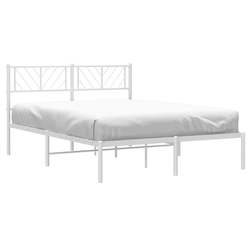 Casa si Gradina - Mobilier - Paturi si accesorii - Paturi - Cadru de pat metalic cu tablie, alb, 120x200 cm - Infinity.ro
