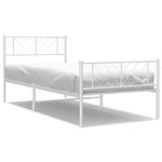 Casa si Gradina - Mobilier - Paturi si accesorii - Paturi - Cadru de pat metalic cu tablie de cap/picioare, alb, 90x200 cm - Infinity.ro