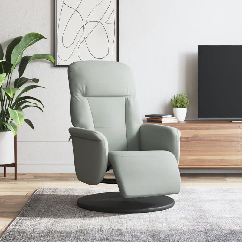 Casa si Gradina - Mobilier - Scaune si fotolii - Fotolii - Fotoliu rabatabil cu taburet, gri deschis, catifea - Infinity.ro