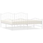 Casa si Gradina - Mobilier - Paturi si accesorii - Paturi - Cadru pat metalic cu tablie de cap/picioare , alb, 200x200 cm - Infinity.ro
