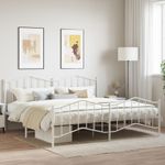 Casa si Gradina - Mobilier - Paturi si accesorii - Paturi - Cadru pat metalic cu tablie de cap/picioare , alb, 200x200 cm - Infinity.ro