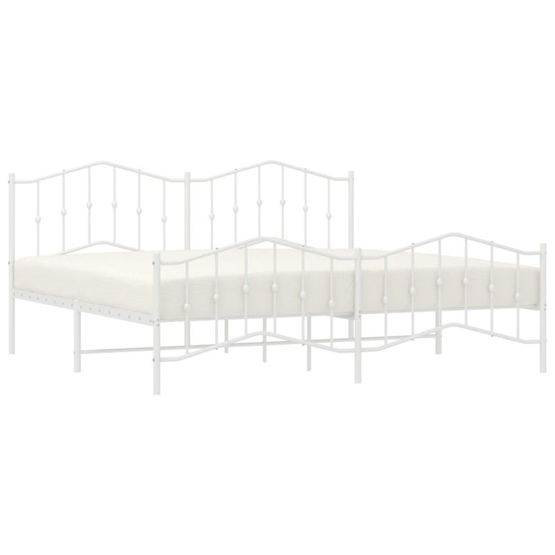 Casa si Gradina - Mobilier - Paturi si accesorii - Paturi - Cadru pat metalic cu tablie de cap/picioare , alb, 200x200 cm - Infinity.ro