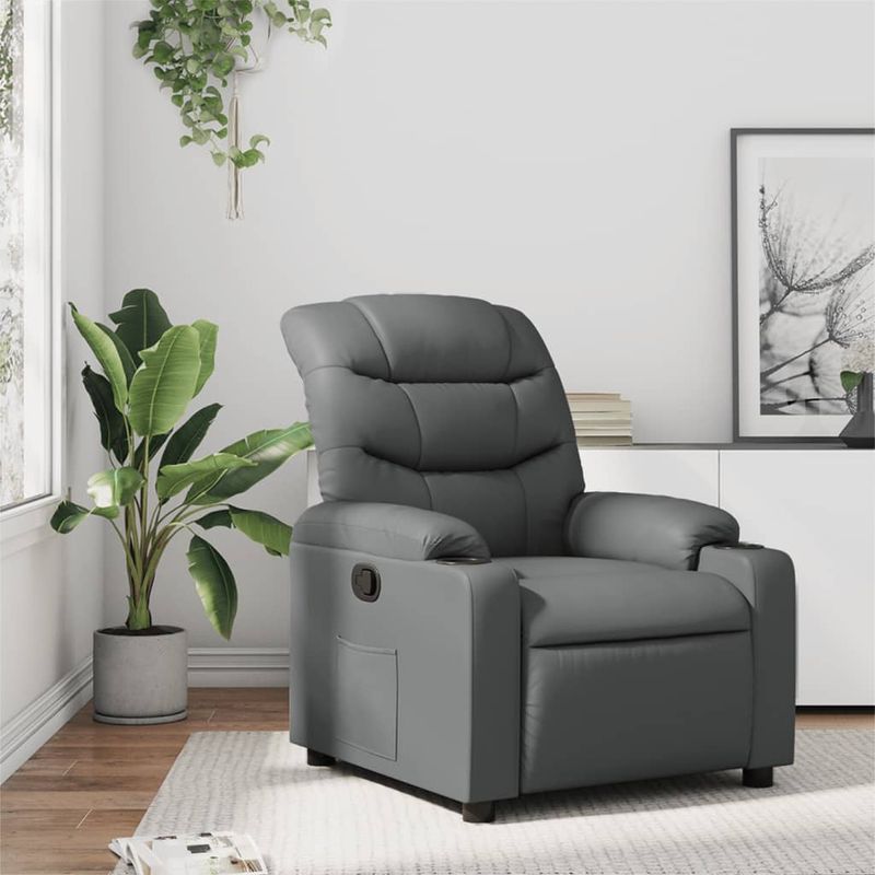 Casa si Gradina - Mobilier - Scaune si fotolii - Fotolii - Fotoliu rabatabil, gri, piele ecologica - Infinity.ro
