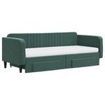 Casa si Gradina - Mobilier - Paturi si accesorii - Paturi - Pat de zi cu extensie si sertare verde inchis 90x200 cm catifea - Infinity.ro