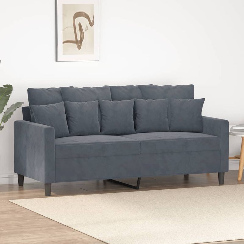 Casa si Gradina - Mobilier - Canapele si coltare - Canapele - Canapea cu 2 locuri, gri inchis, 140 cm, catifea - Infinity.ro