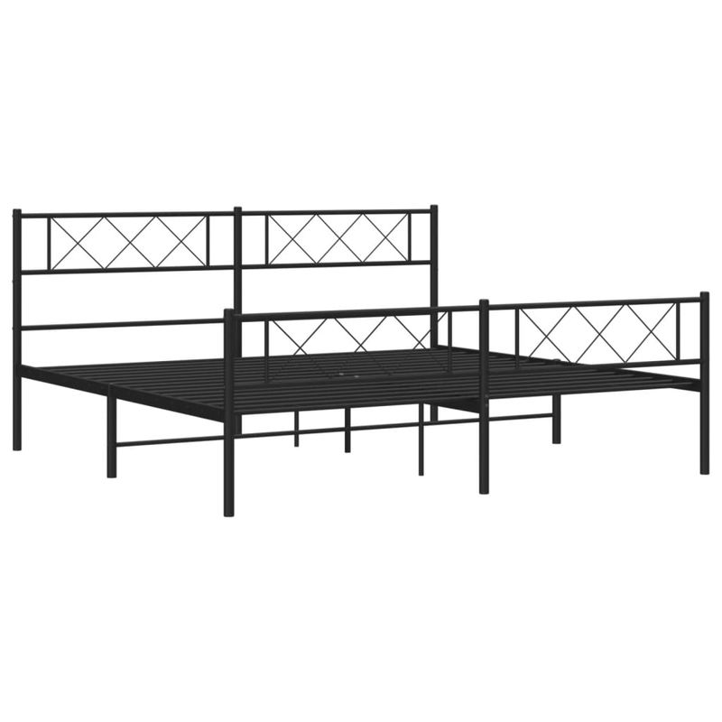 Casa si Gradina - Mobilier - Paturi si accesorii - Paturi - Cadru pat metalic cu tablii de cap/picioare, negru, 200x200 cm - Infinity.ro
