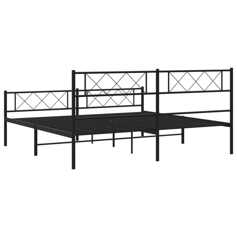Casa si Gradina - Mobilier - Paturi si accesorii - Paturi - Cadru pat metalic cu tablii de cap/picioare, negru, 200x200 cm - Infinity.ro