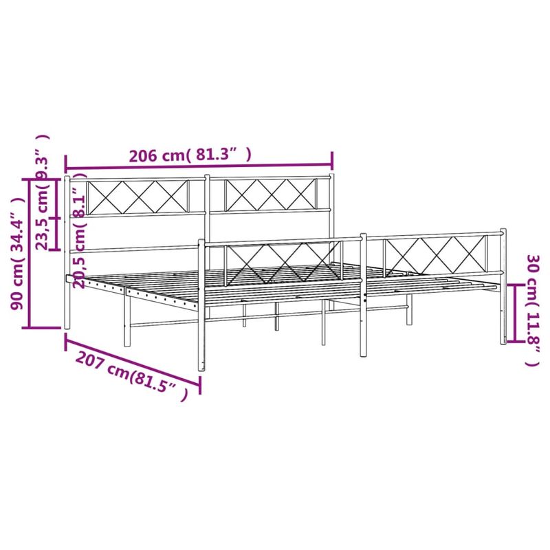 Casa si Gradina - Mobilier - Paturi si accesorii - Paturi - Cadru pat metalic cu tablii de cap/picioare, negru, 200x200 cm - Infinity.ro