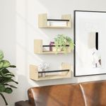 Casa si Gradina - Mobilier - Biblioteci si rafturi - Rafturi - Set rafturi perete cu bare, 3 buc, stejar sonoma lemn prelucrat - Infinity.ro