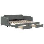Casa si Gradina - Mobilier - Paturi si accesorii - Paturi - Pat de zi cu extensie si sertare, gri inchis, 90x200 cm textil - Infinity.ro