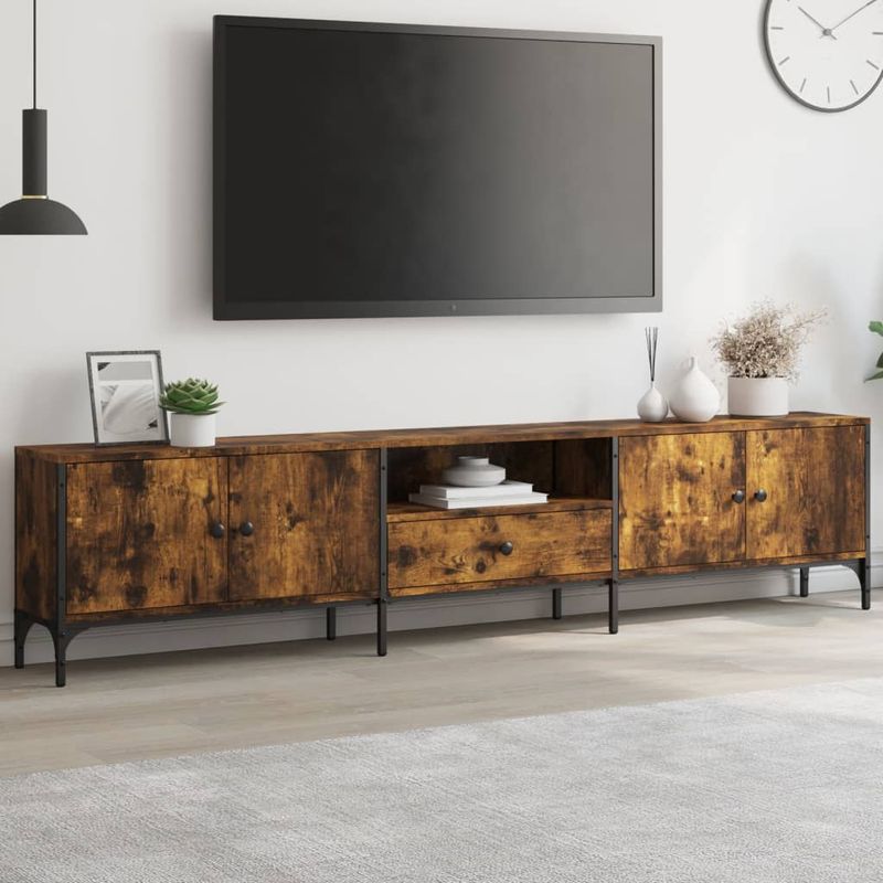 Casa si Gradina - Mobilier - Comode si corpuri - Comode - Comoda TV cu sertar, stejar fumuriu 200x25x44 cm lemn prelucrat - Infinity.ro