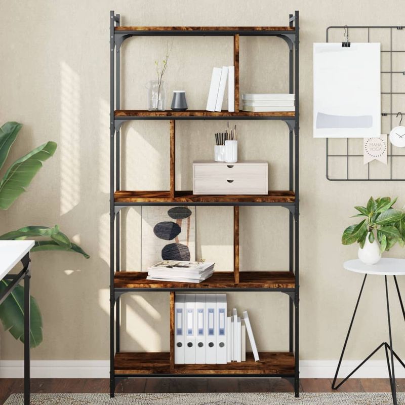 Casa si Gradina - Mobilier - Biblioteci si rafturi - Biblioteci - Biblioteca cu 5 niveluri, stejar fumuriu, 76x32x158 cm, lemn - Infinity.ro