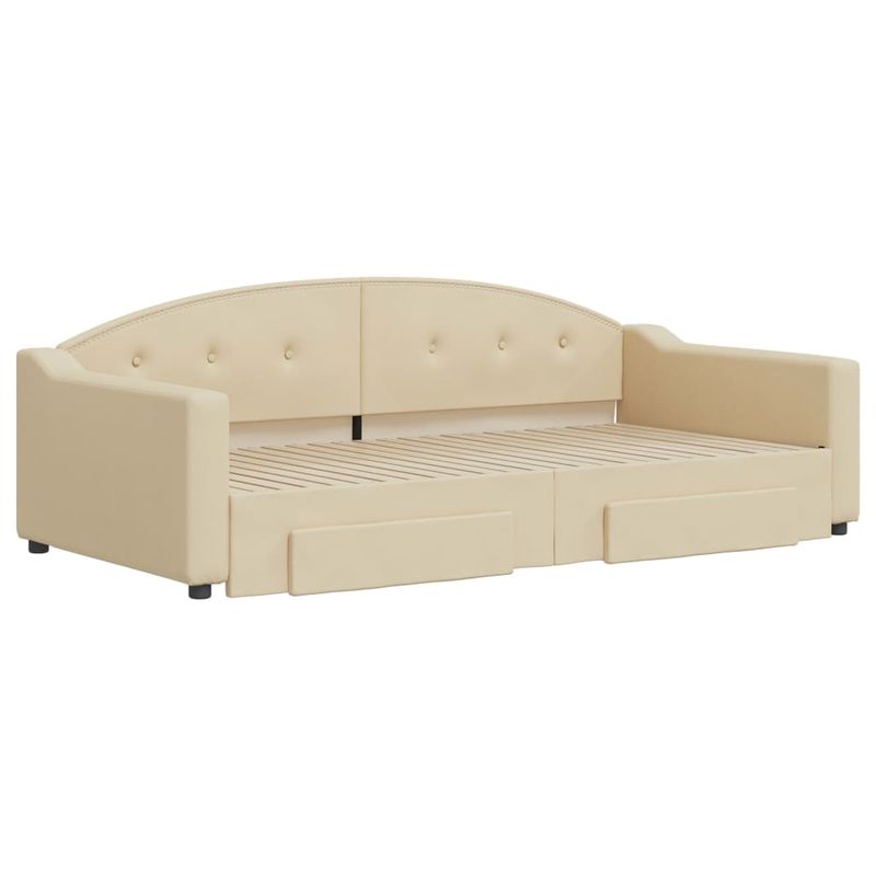 Casa si Gradina - Mobilier - Paturi si accesorii - Paturi - Pat de zi cu extensie si sertare, crem, 100x200 cm, textil - Infinity.ro