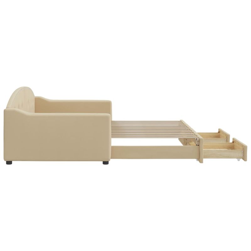 Casa si Gradina - Mobilier - Paturi si accesorii - Paturi - Pat de zi cu extensie si sertare, crem, 100x200 cm, textil - Infinity.ro