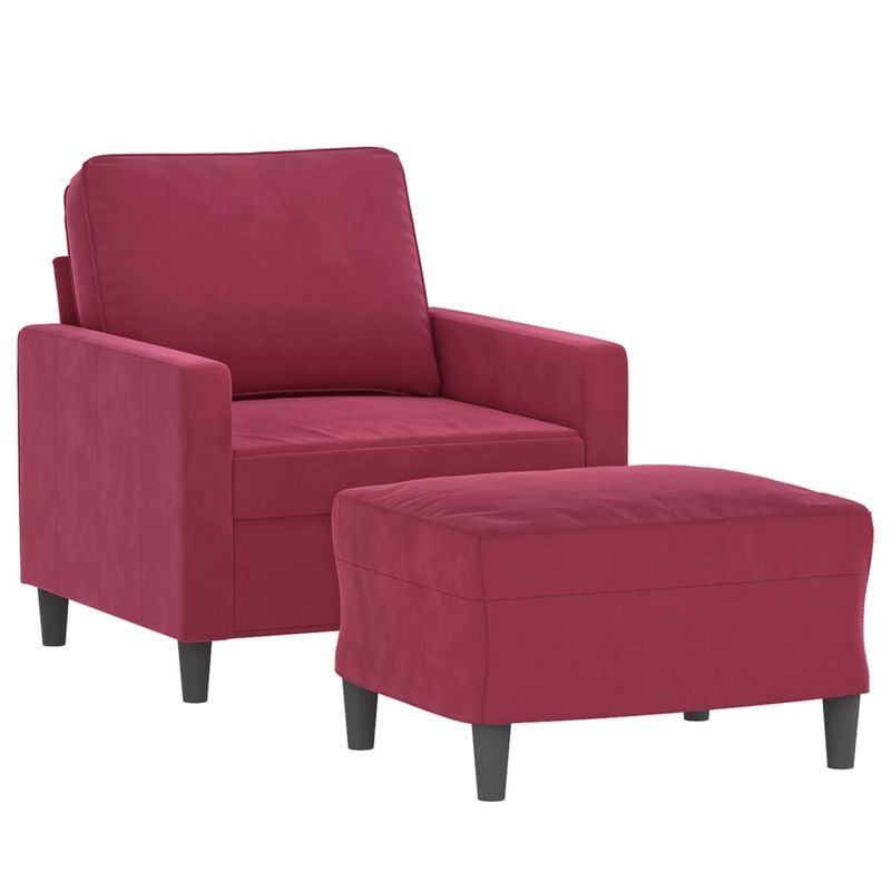 Casa si Gradina - Mobilier - Scaune si fotolii - Fotolii - Fotoliu canapea cu taburet, rosu vin, 60 cm, catifea - Infinity.ro
