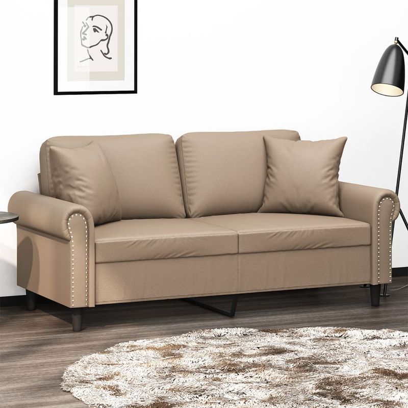 Casa si Gradina - Mobilier - Canapele si coltare - Canapele - Canapea cu 2 locuri cu pernute, cappuccino, 140 cm, piele eco. - Infinity.ro