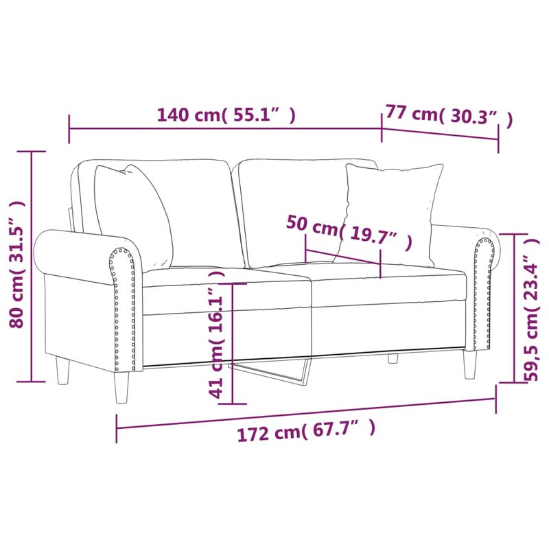 Casa si Gradina - Mobilier - Canapele si coltare - Canapele - Canapea cu 2 locuri cu pernute, cappuccino, 140 cm, piele eco. - Infinity.ro