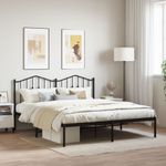 Casa si Gradina - Mobilier - Paturi si accesorii - Paturi - Cadru de pat metalic cu tablie, negru, 160x200 cm - Infinity.ro