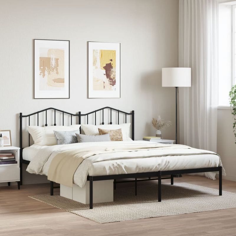 Casa si Gradina - Mobilier - Paturi si accesorii - Paturi - Cadru de pat metalic cu tablie, negru, 160x200 cm - Infinity.ro