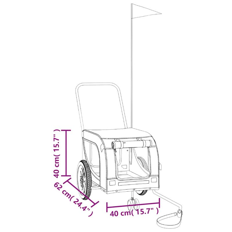 Petshop - Accesorii petshop - Culcusuri si custi - Genti si articole transport - Remorca bicicleta animale companie portocaliu/negru oxford/fier - Infinity.ro