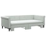 Casa si Gradina - Mobilier - Paturi si accesorii - Paturi - Pat de zi cu extensie si saltele, gri deschis 90x200 cm catifea - Infinity.ro