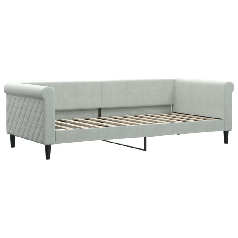 Casa si Gradina - Mobilier - Paturi si accesorii - Paturi - Pat de zi cu extensie si saltele, gri deschis 90x200 cm catifea - Infinity.ro