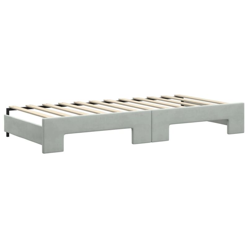 Casa si Gradina - Mobilier - Paturi si accesorii - Paturi - Pat de zi cu extensie si saltele, gri deschis 90x200 cm catifea - Infinity.ro