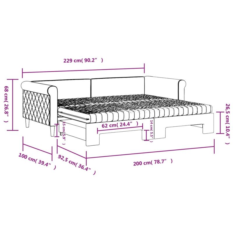 Casa si Gradina - Mobilier - Paturi si accesorii - Paturi - Pat de zi cu extensie si saltele, gri deschis 90x200 cm catifea - Infinity.ro