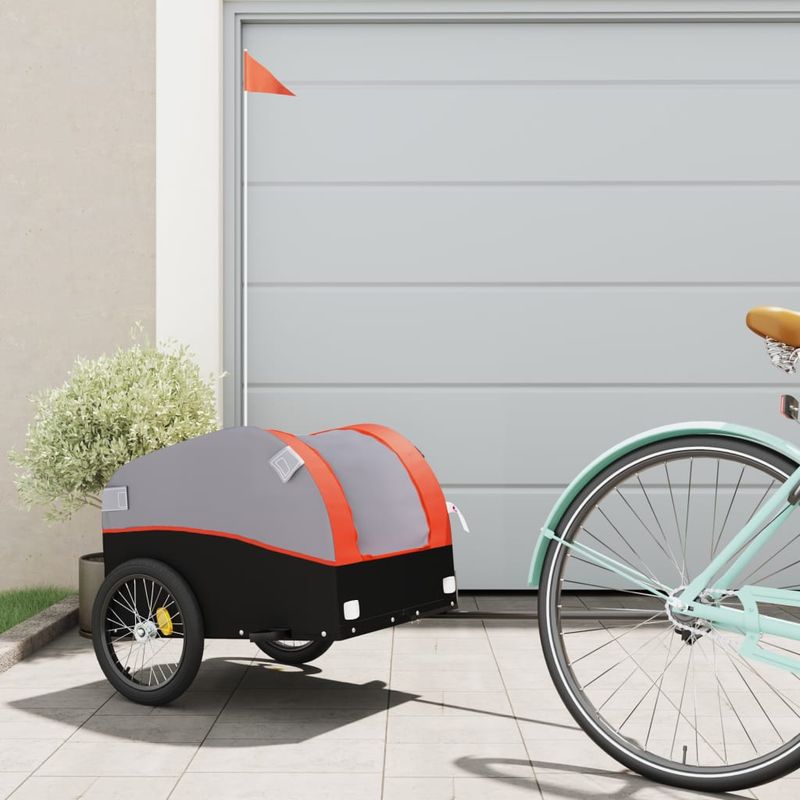 Sport si Outdoor - Ciclism - Accesorii pentru biciclete - Remorci biciclete - Remorca pentru biciclete negru/portocaliu, 30 kg, fier, mărime 123x52x53 cm - Infinity.ro