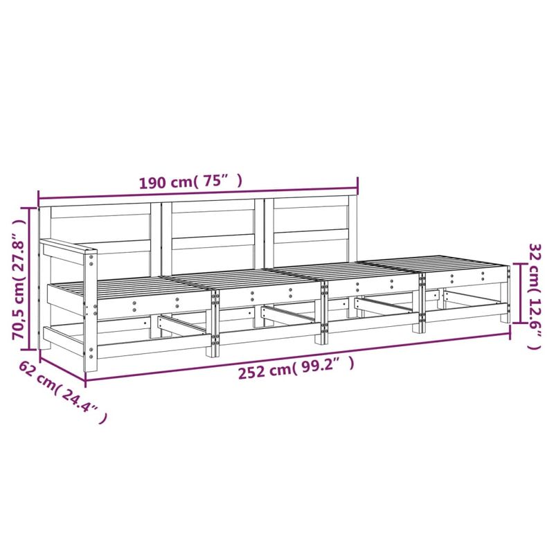 Casa si Gradina - Gradina si terasa - Mobilier exterior - Canapele si fotolii gradina - Set mobilier relaxare de gradina, 4 piese, lemn de pin tratat - Infinity.ro