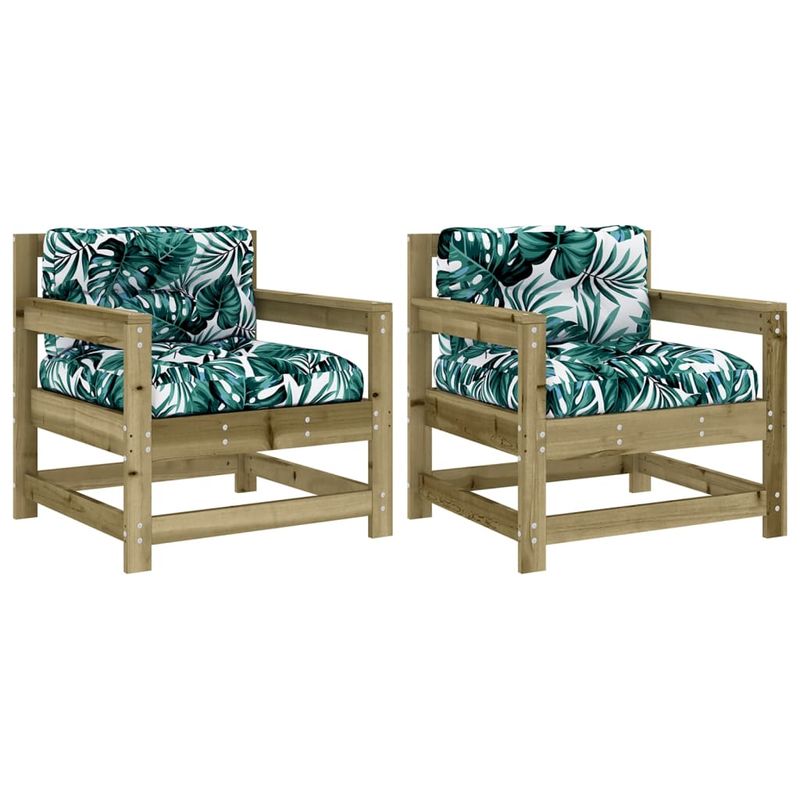 Casa si Gradina - Gradina si terasa - Mobilier exterior - Canapele si fotolii gradina - fotoliu de gradina cu perne, 2 buc., lemn de pin tratat - Infinity.ro