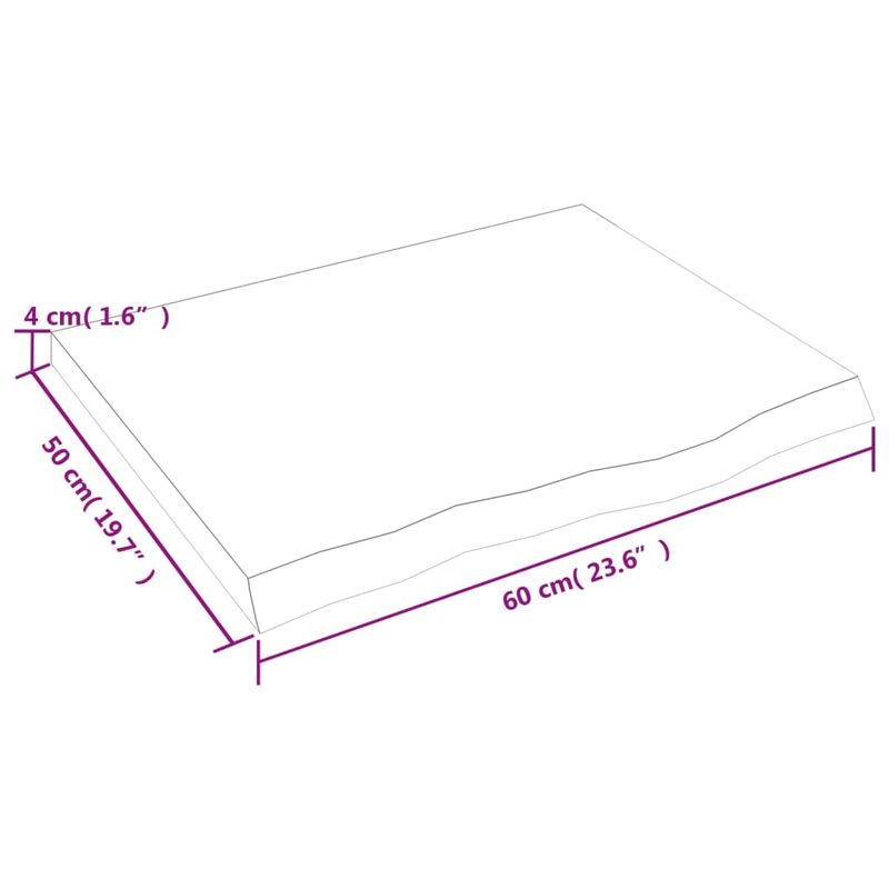 Casa si Gradina - Mobilier - Feronerie si accesorii mobila - Blat de masa maro 60x50x(2-4) cm, lemn masiv stejar tratat, maro închis - Infinity.ro