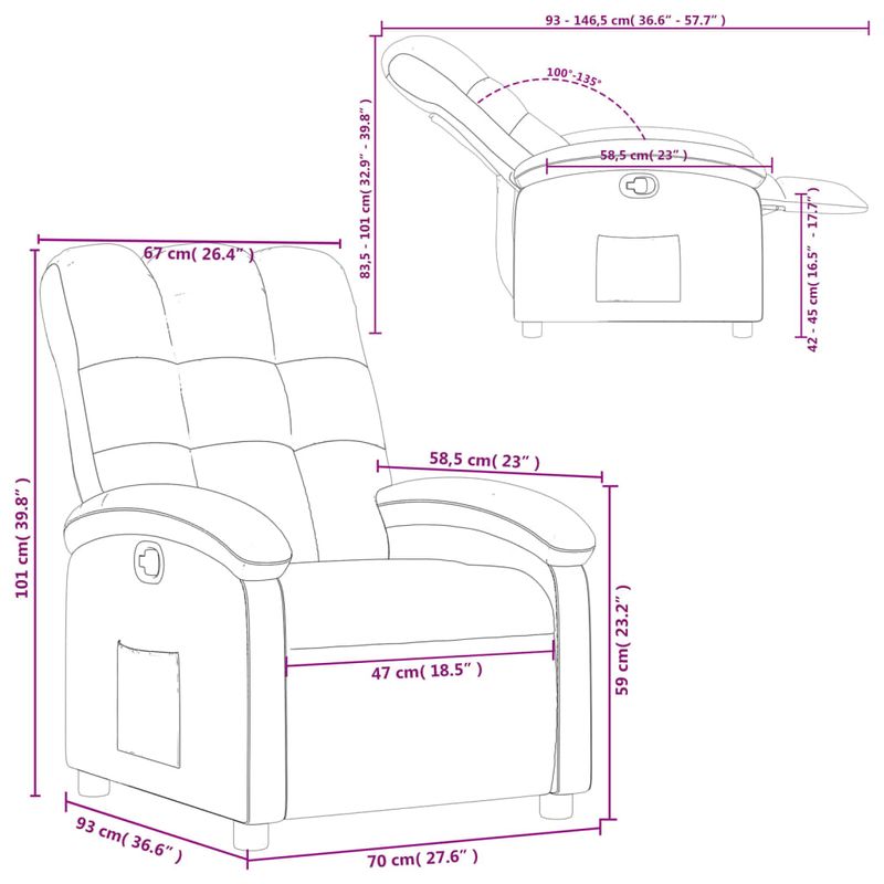 Casa si Gradina - Mobilier - Scaune si fotolii - Fotolii - Fotoliu rabatabil, negru, material textil - Infinity.ro