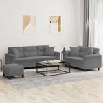Casa si Gradina - Mobilier - Seturi de mobilier - Seturi living - Set de canapele cu perne, 3 piese, gri inchis, microfibra - Infinity.ro