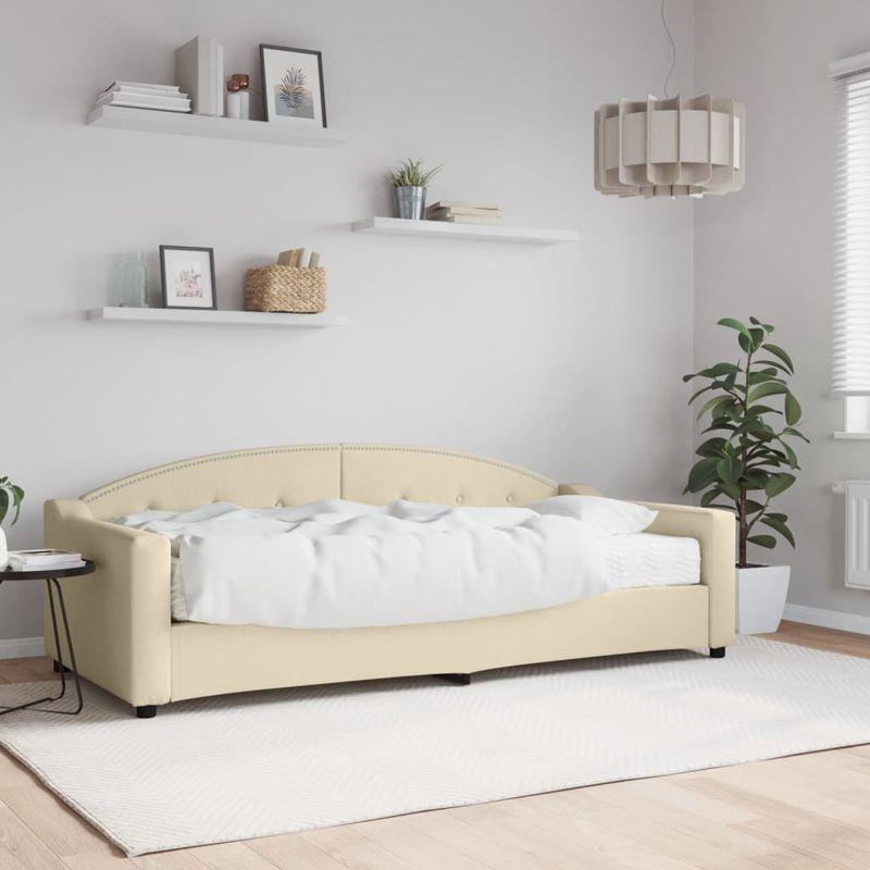 Casa si Gradina - Mobilier - Paturi si accesorii - Paturi - Pat de zi cu saltea, crem, 90x200 cm, textil - Infinity.ro
