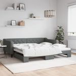 Casa si Gradina - Mobilier - Paturi si accesorii - Paturi - Pat de zi cu extensie, gri inchis, 100x200 cm, textil - Infinity.ro