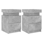 Casa si Gradina - Mobilier - Comode si corpuri - Noptiere - Noptiere cu lumini LED, 2 buc., gri beton, 35x39x55 cm - Infinity.ro