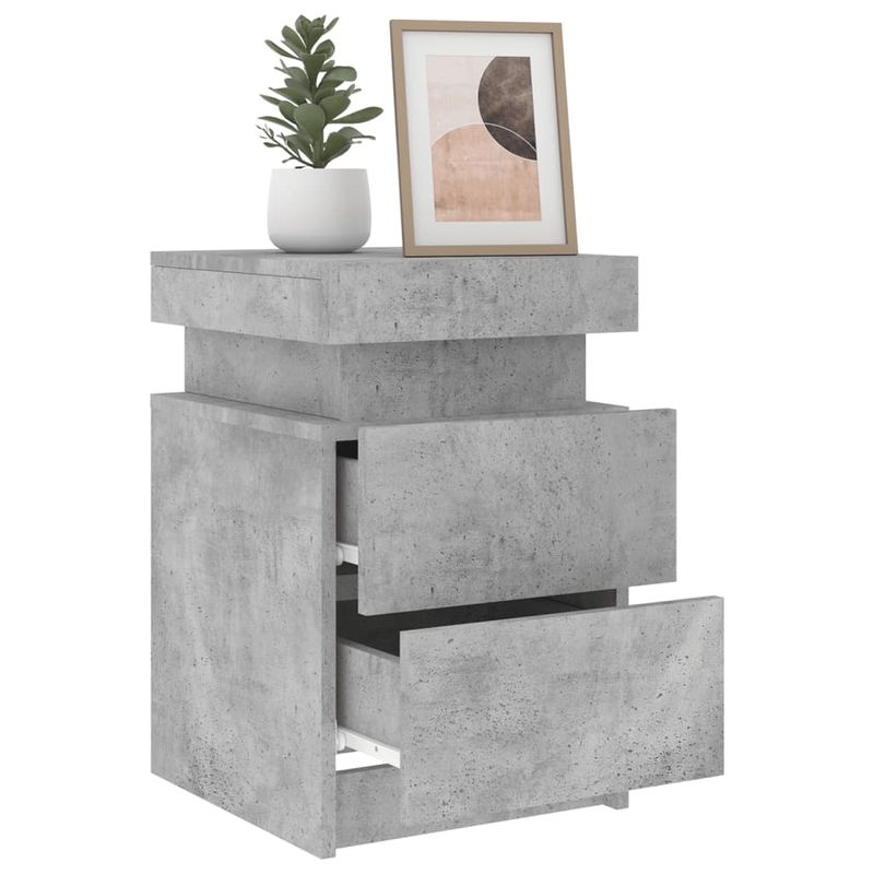 Casa si Gradina - Mobilier - Comode si corpuri - Noptiere - Noptiere cu lumini LED, 2 buc., gri beton, 35x39x55 cm - Infinity.ro